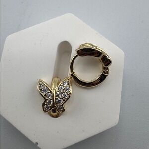 14k Gold Plated‎ Butterfly Huggie Hoop Earrings CZ Pave Butterfly Jewelry New